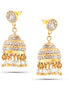 Gold-Tone Metal Pearl And Crystal Dome Earrings
