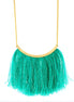 Tazza-Gold-Tone Metal Turquoise Tassel Necklace