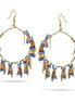 Gold-Tone Metal Blue And Pink Beads Drop Earrings