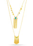 Gold-Tone Metal Coins Turquoise Layered Adjustable Lobster Claw Closure Necklace