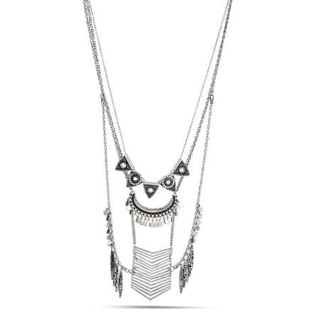 Silver-Tone Metal Multilayered Adjustable Lobster Closure Necklaces