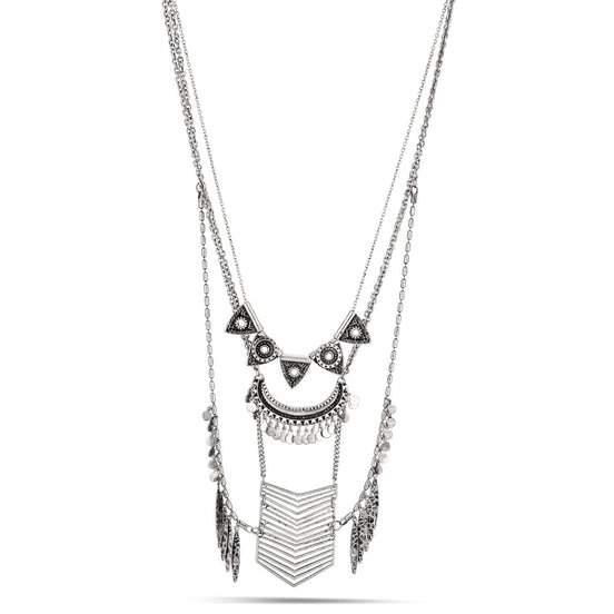 Silver-Tone Metal Multilayered Adjustable Lobster Closure Necklaces