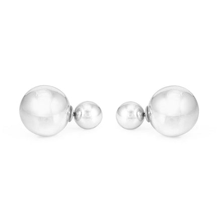 Silver-Tone Metal Round Stud Earrings