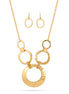 Gold-Tone Metal Hammered Earrings And Adjustable Lobster Claw Closures Necklaces Set