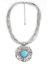 Silver-Tone Metal Turquoise Pendant Adjustable Lobster Claw Closures Neckaces