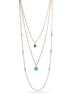 Gold-Tone Metal Turquoise And Crystal Adjustable Lobster Claw Closure Layered Necklaces