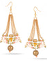 Gold-Tone Metal Gold And Cream Beads Drop Earrings