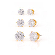 Gold-Tone Metal Set Of 3 Crystal Stud Earrings