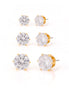 Gold-Tone Metal Set Of 3 Crystal Stud Earrings