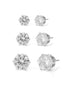 Rhodium-Tone Metal Set Of 3 Crystal Stud Earrings