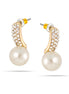 Gold-Tone Metal Cream Pearl Crystal Stud Earrings