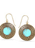Gold-Tone Metal Turquoise Stone Drop Earrings