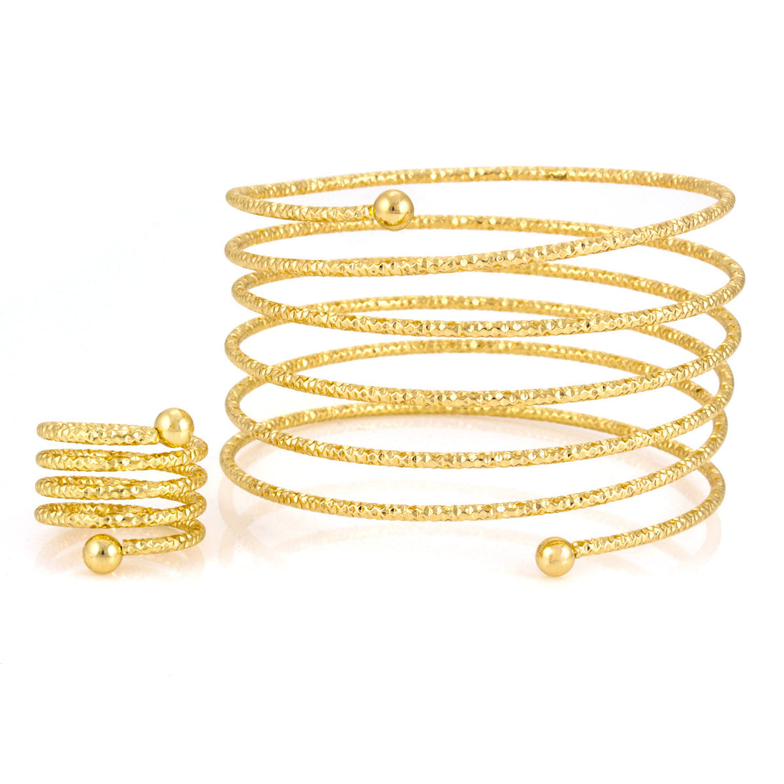 Gold-Tone Metal Bangle And Rings Set