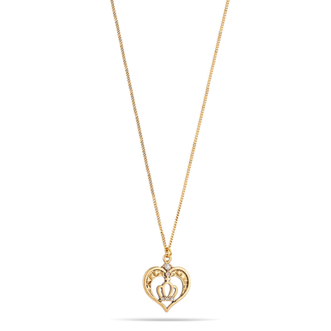 Gold-Tone Metal Heart Crystal Pendant Adjustable Lobster Claw Closure Necklaces