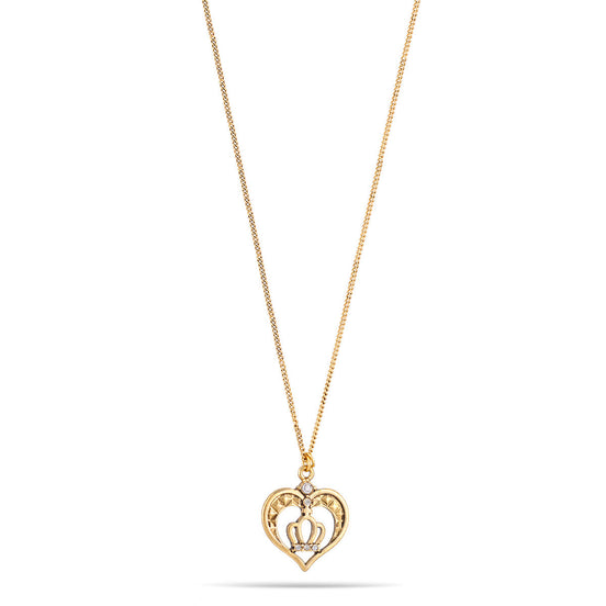 Gold-Tone Metal Heart Crystal Pendant Adjustable Lobster Claw Closure Necklaces