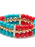 Gold-Tone Metal Turquoise And Coral Crystal Stretch Bracelets