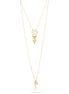 Gold-Tone Metal Cream Pendant Adjustable Lobster Claw Closure Tassel Necklace 