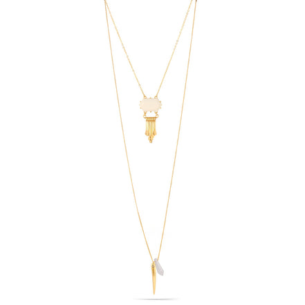 Gold-Tone Metal Cream Pendant Adjustable Lobster Claw Closure Tassel Necklace 