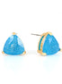 Gold-Tone Metal Blue Triangle Crystal Drop Earrings