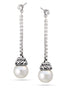 Silver-Tone Metal Crystal And Pearl Tassel Earrings