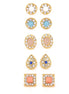Gold-Tone Metal Set Of 5 Crystal Stud Earrings