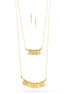Gold-Tone Metal Two Layered Adjustable Lobster Claw Closures Necklaces And Earrings Set