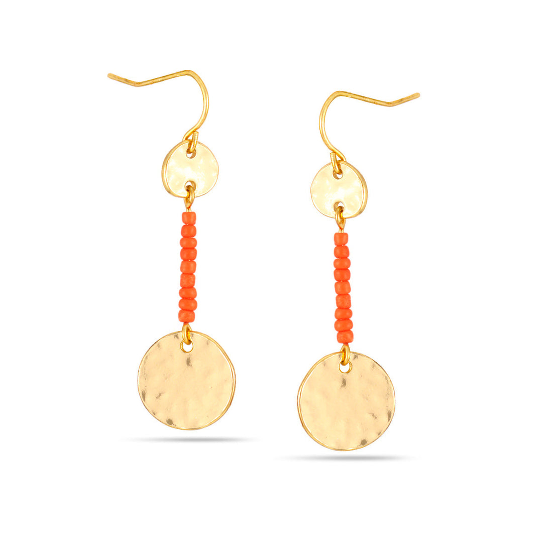Gold Tone Metal Coral Drop Earrings