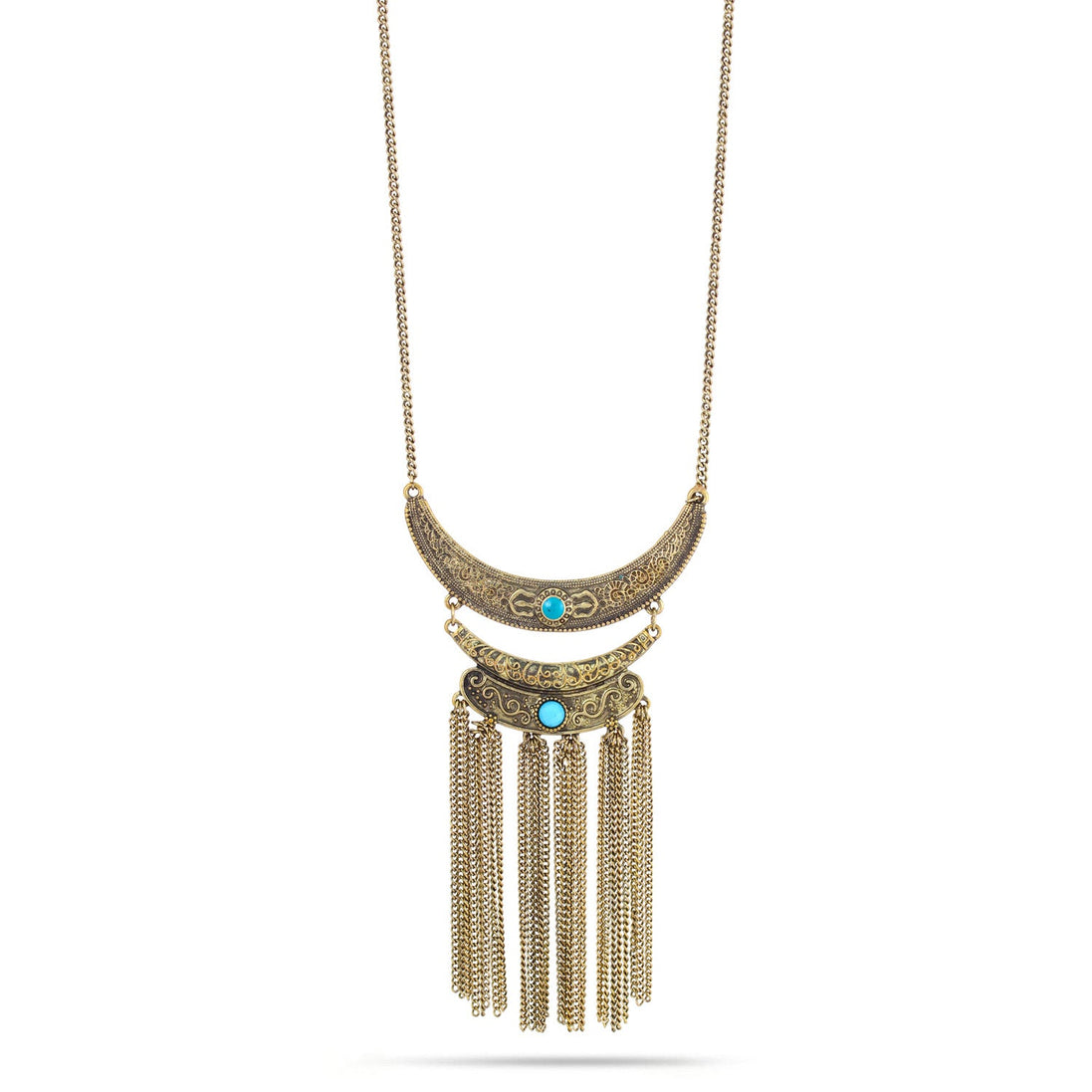 Gold-Tone Metal Turquoise Adjustable Lobster Claw Closuretassel Neckalces