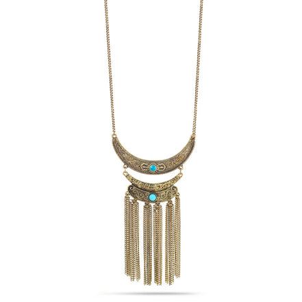 Gold-Tone Metal Turquoise Adjustable Lobster Claw Closuretassel Neckalces