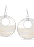 Silver-Tone Metal White Mother Of Pearl Circle Drop Earrings