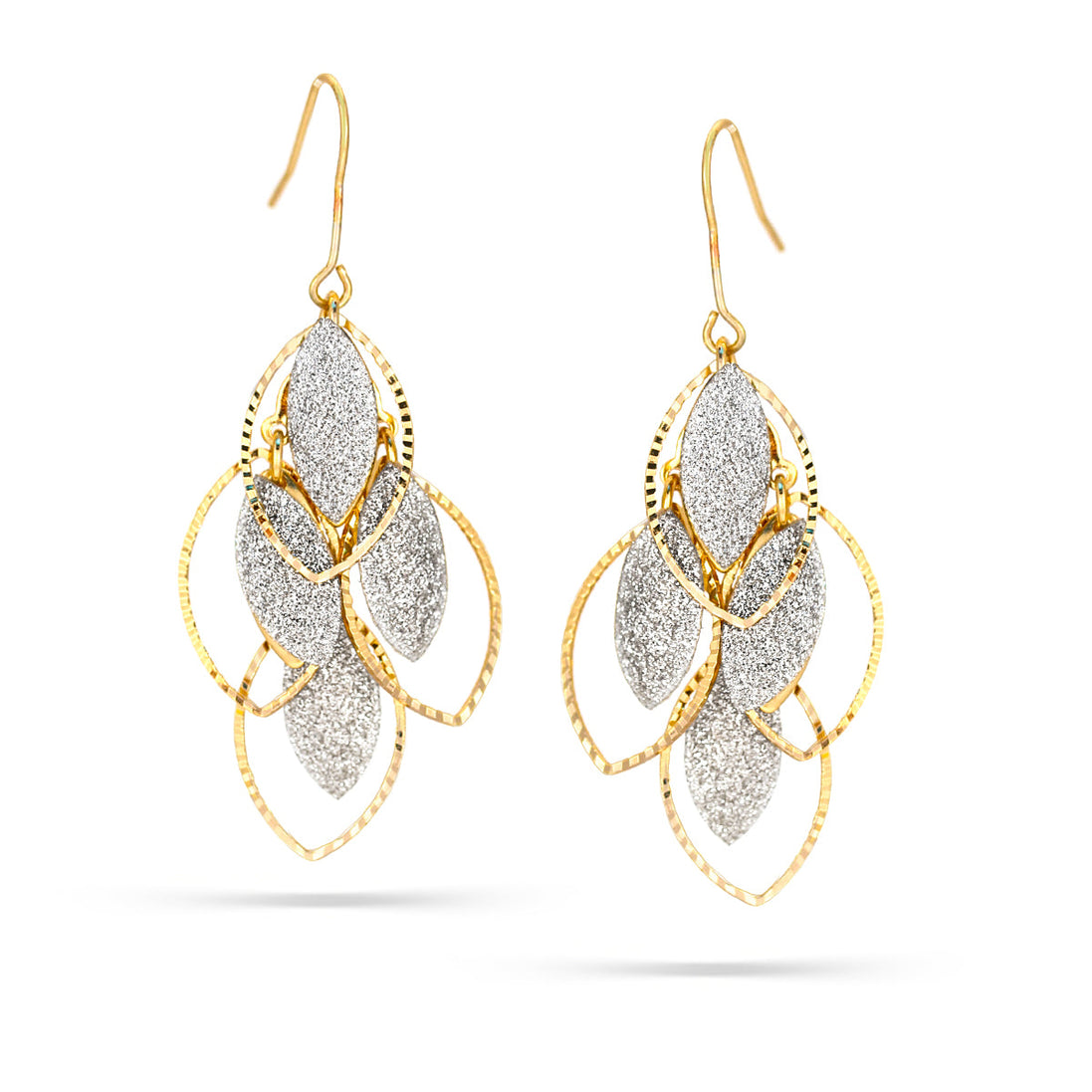 Gold-Tone Metal Glittering Drop Earrings