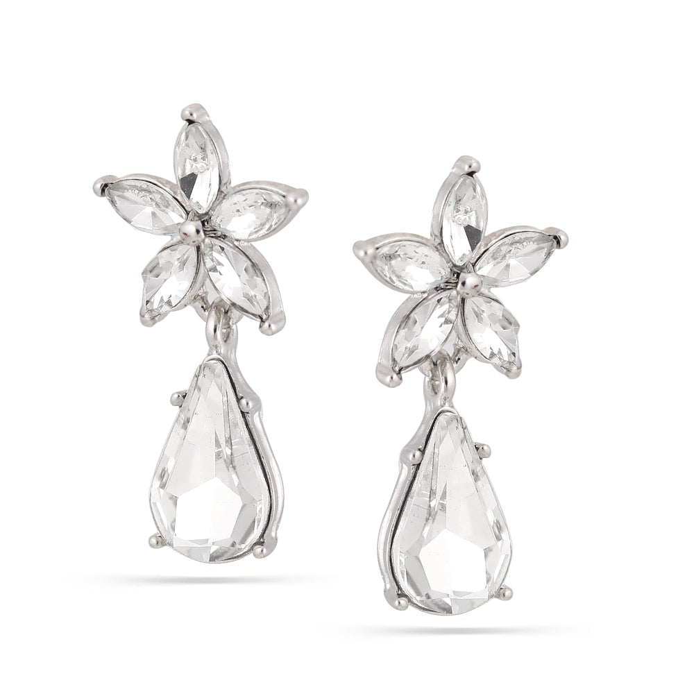 Rhodium-Tone Metal Crystalteardrop Earrings