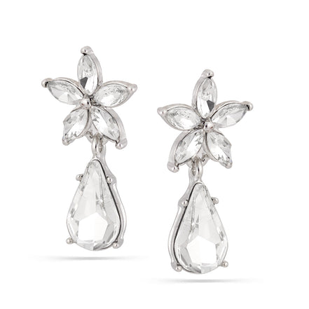 Rhodium-Tone Metal Crystalteardrop Earrings
