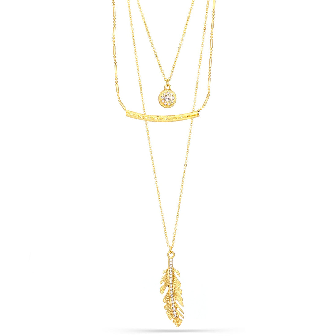 Gold-Tone Metal Set Of 3 Adjustable Lobster Claw Closures Necklaces 