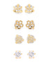 Gold-Tone Metal Set Of 4 Crystal Stud Earrings