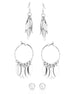 Silver-Tone Emetal Set Of 3 Earrings