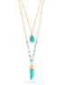 Gold-Tone Metal Turquoise Layered Adjustable Lobster Claw Closure Necklaces