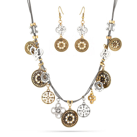 Gold-Silver-Tone Metal Adjustable Lobster Closure Charm Necklace 