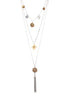 Gold-Silver-Tone Metal Layered Adjustable Lobster Closure Tassel Necklace 