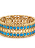 Gold-Tone Metal Blue Crystal Stretch Bracelets