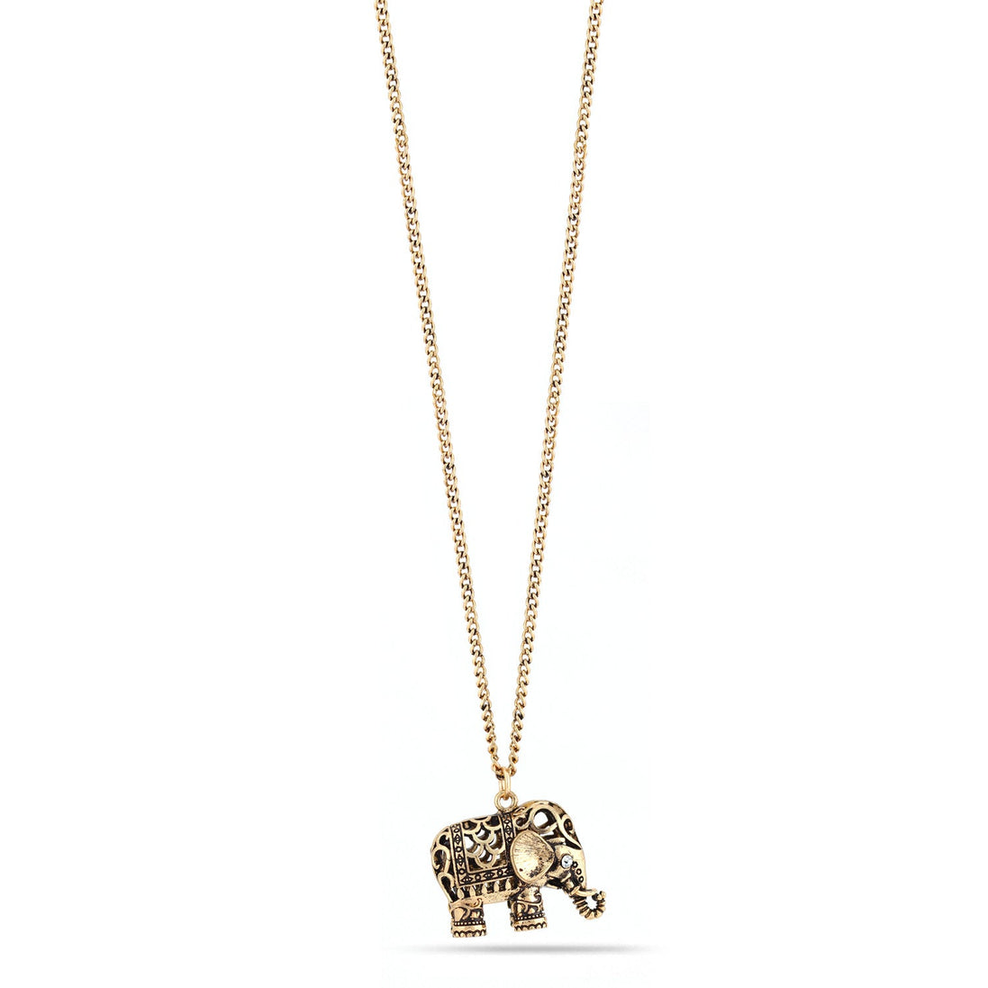 Gold-Tone Metal Filigree Elephant Pendant Adjustable Lobster Claw Closures Layered Neckaces