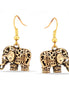 Gold-Tone Metal Filigree Elephant Drop Earrings