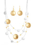 Silver-Gold-Tone Metal Layered Adjustable Lobster Claw Closure Necklaces And Earrings Set