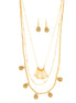 Gold-Tone Metal Adjustable  Lobster Claw Closure Layered Necklaces And Earrings Set