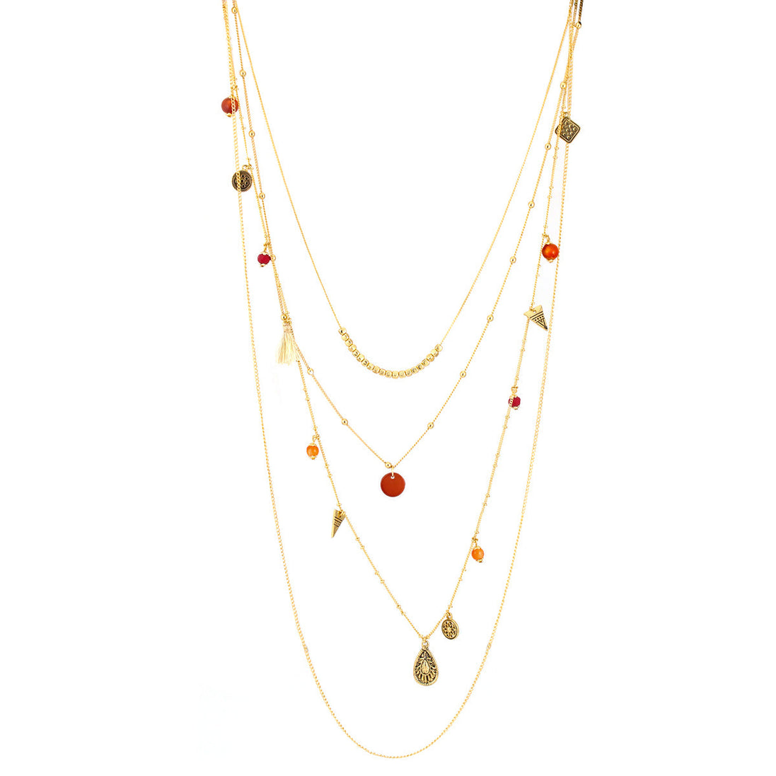 Gold-Tone Metal Adjustable  Lobster Claw Closure Layered Necklaces