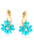 Gold-Tone Metal Turquoise Flower Drop Earrings