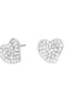 Rhodium-Tone Metal Crystal Heart Stud Earrings