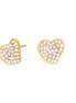 Gold-Tone Metal Heart Crystal Stud Earrings