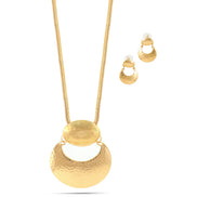 Gold-Tone Metal Hammeredearrings And Adjustable Lobster Claw Closure Necklaces