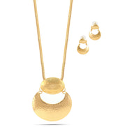 Gold-Tone Metal Hammeredearrings And Adjustable Lobster Claw Closure Necklaces